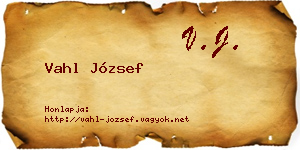 Vahl József névjegykártya